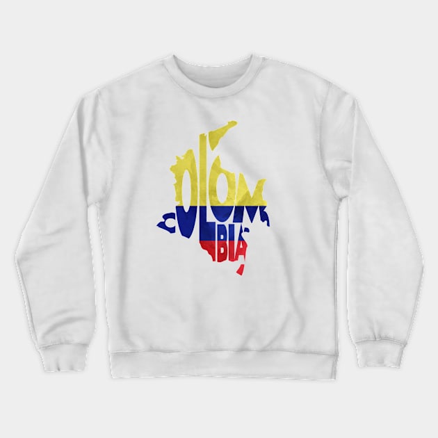 Colombia Typo Map Crewneck Sweatshirt by inspirowl